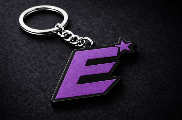 Purple "E" Keychain